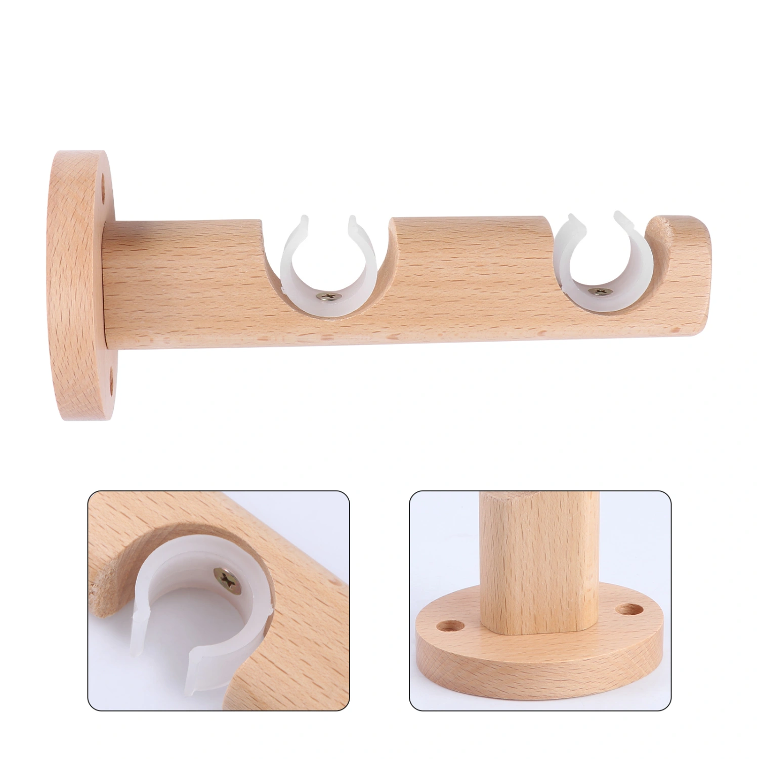 1Pc Wooden Curtain Rod End Shower Curtain Rod Holder Rod Holder Curtain Support