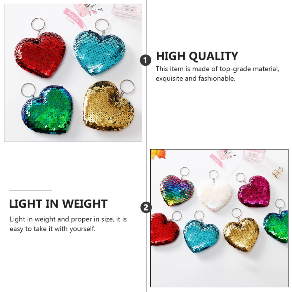 10Pcs Key Chain Heart-shape Key Ring Key Decor Glitter key Chain Bag Pendant