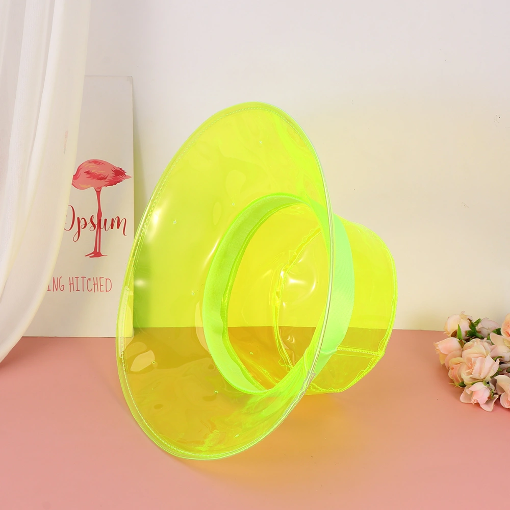 PVC Fisherman Fashion Sun Hat Practical Sun Protection Simple Style Casual Hat for Outside (Fluorescent Yellow)