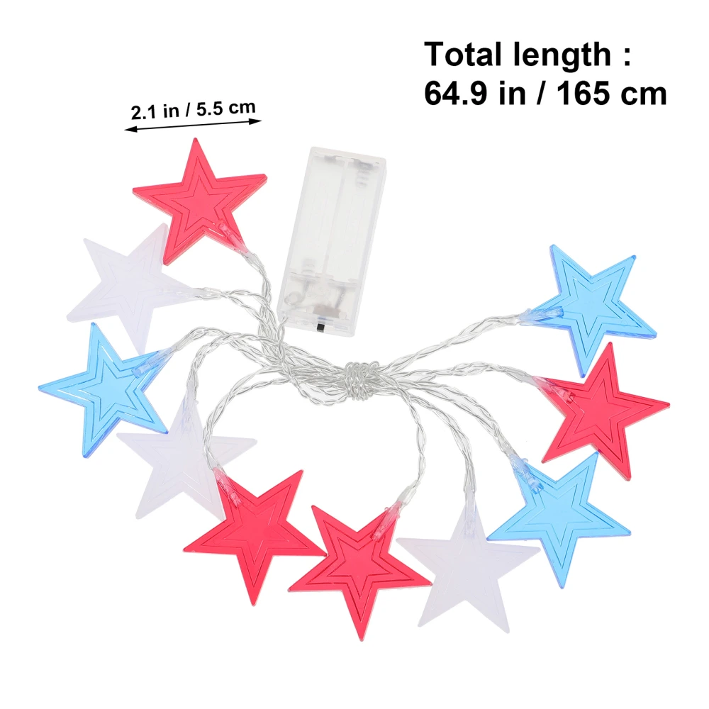 1 Set American Independence Day String Lights Colorful Pentagram LED Lamps