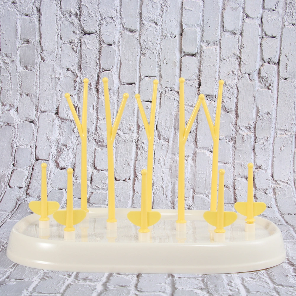 Multifunction Baby Bottle Drying Rack Tree-shaped Baby Holder Feeding Bottle Organizer (Yellow)