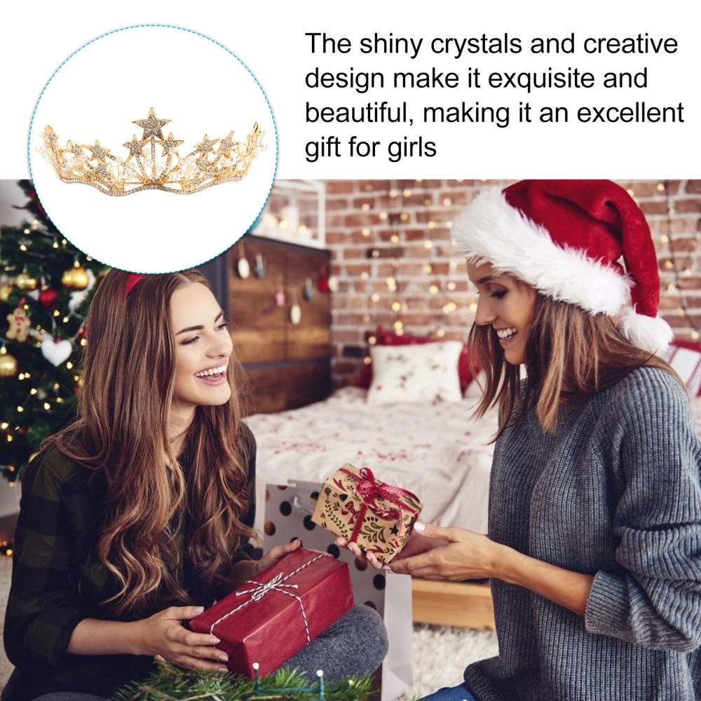 1pc Christmas Theme Hair Accessories Star Handmade Alloy Crown Decoration