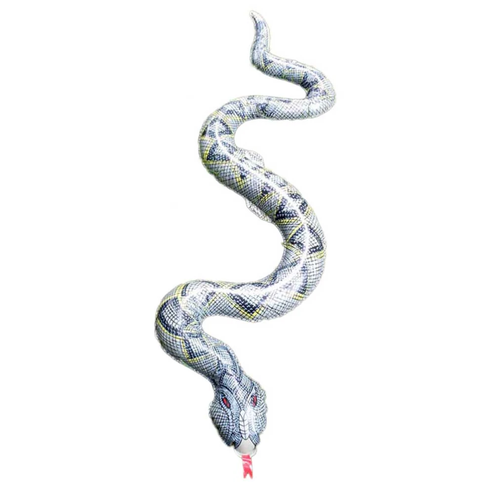 1pc PVC Inflatable Toy High Simulation Python Model Toy Big Realistic Snake Halloween Tricky Creepy Prank Scary Snake Toy(Black Grey)