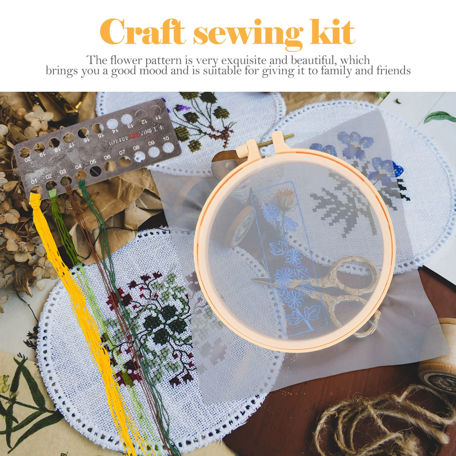 1 Set of Embroidery Bookmark Pendant DIY Bookmark Kit Bookmark Craft Sewing Kit