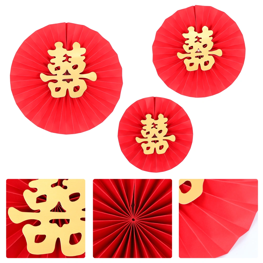 1 Set Delicate Paper Fan Flower Wedding Hi Word Decor Wedding Red Hi Word