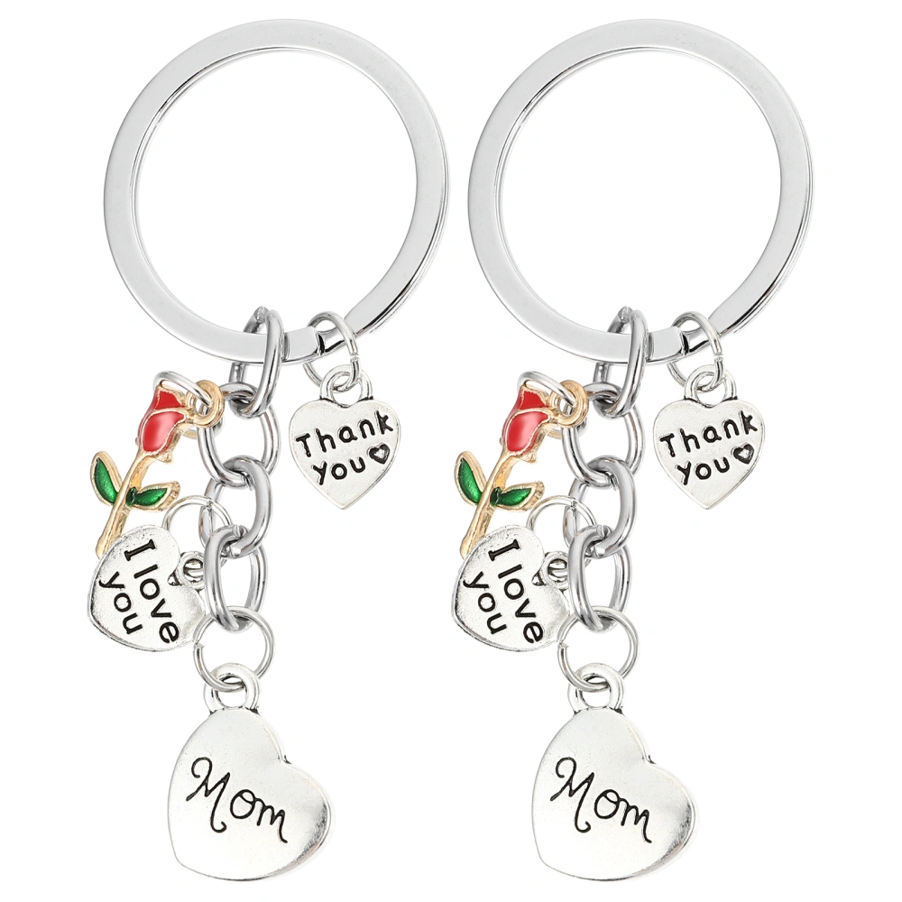 2pcs Zinc Alloy Key Ring Key Chains Mother's Day Key Rings Gift Bag Pendants