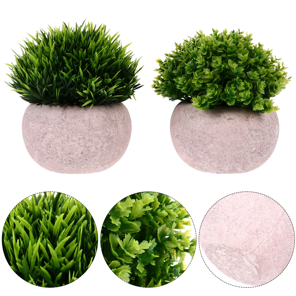 2pcs Artificial Plants Plastic Small Fake Plants with Pots Home Office Decor