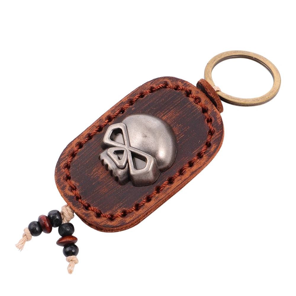 1Pc Creative Keychain Crafted Skull Key Accessory for Punker (Brown)