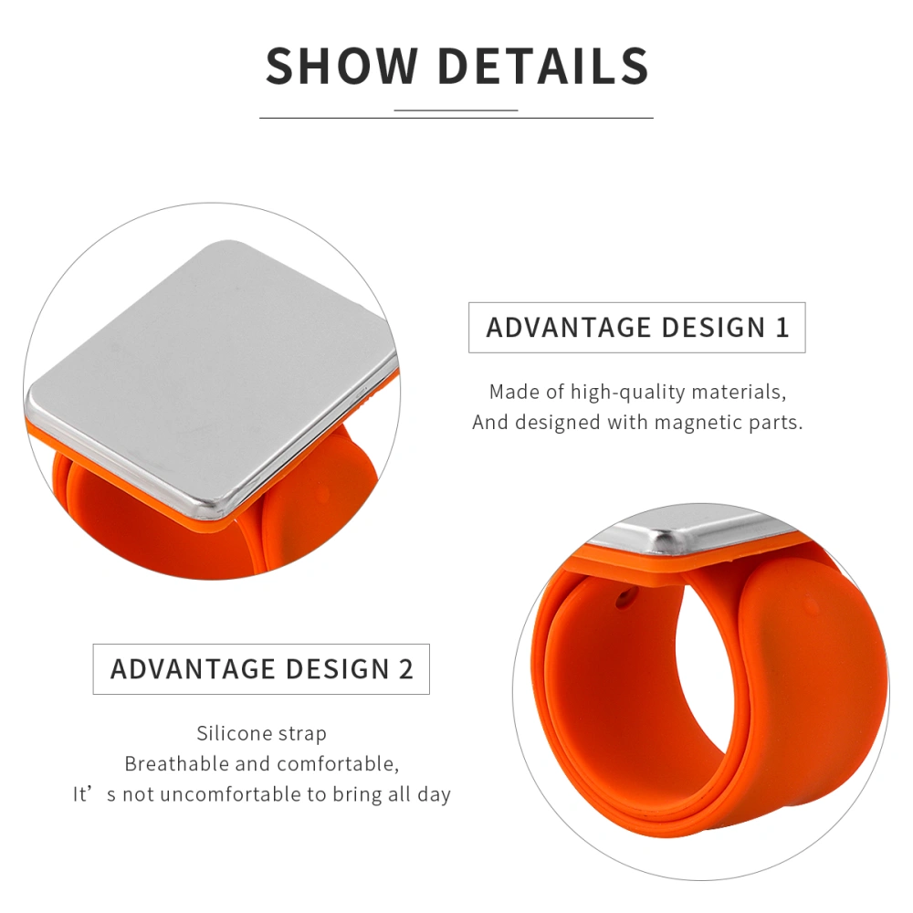 Magnetic Bobbie Pin Bracelet Silicone Hairdresser Slap Bracelet Hair Clips Holder Bracelet (Orange)