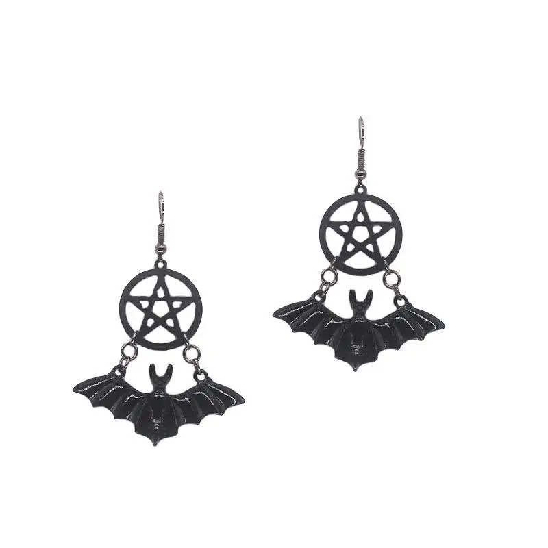 1 Pair Halloween Bat Earrings Pentagram Earrings Gothic Earrings Hip Hop Earrings