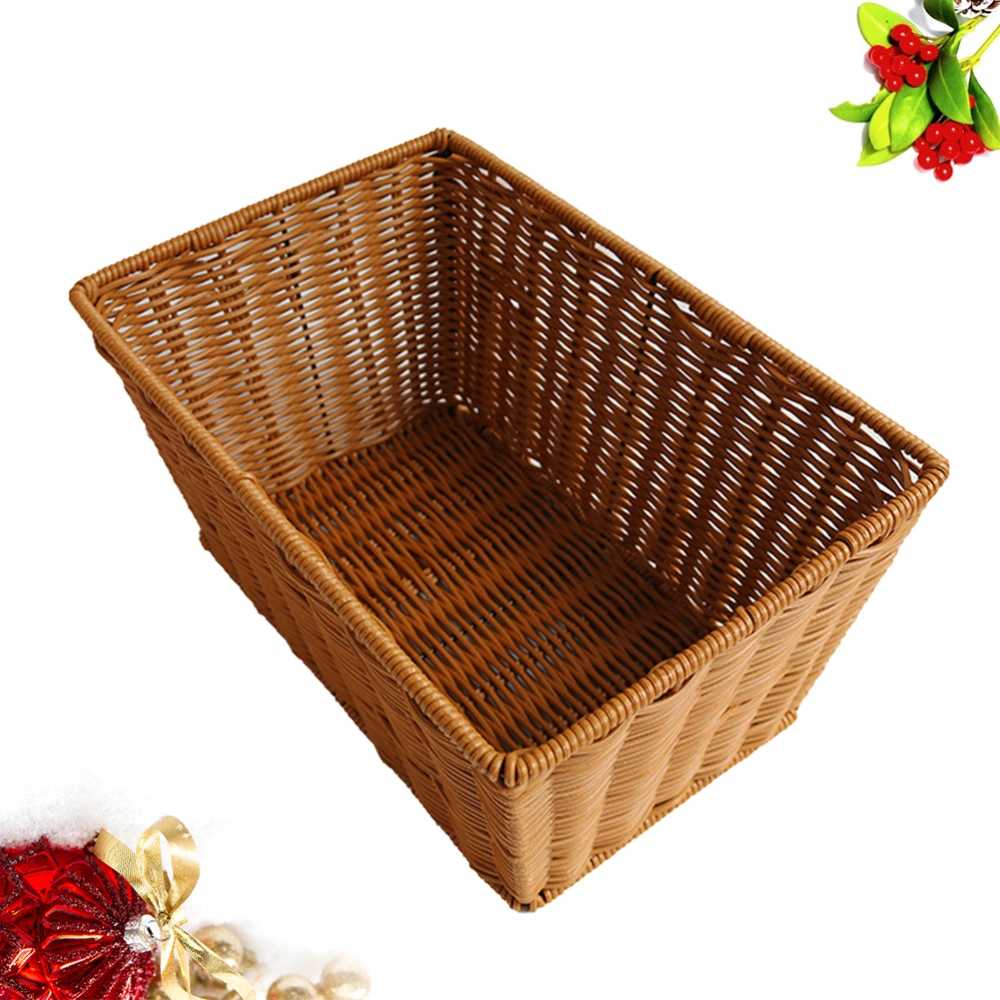 1PC Imitated Rattan Plastic Basket Simulated Weaving Bread Storage Basket Store Snack Storage Container Supermarket Shelves Display Baskets for Home Store Use (Basket 1 Style)