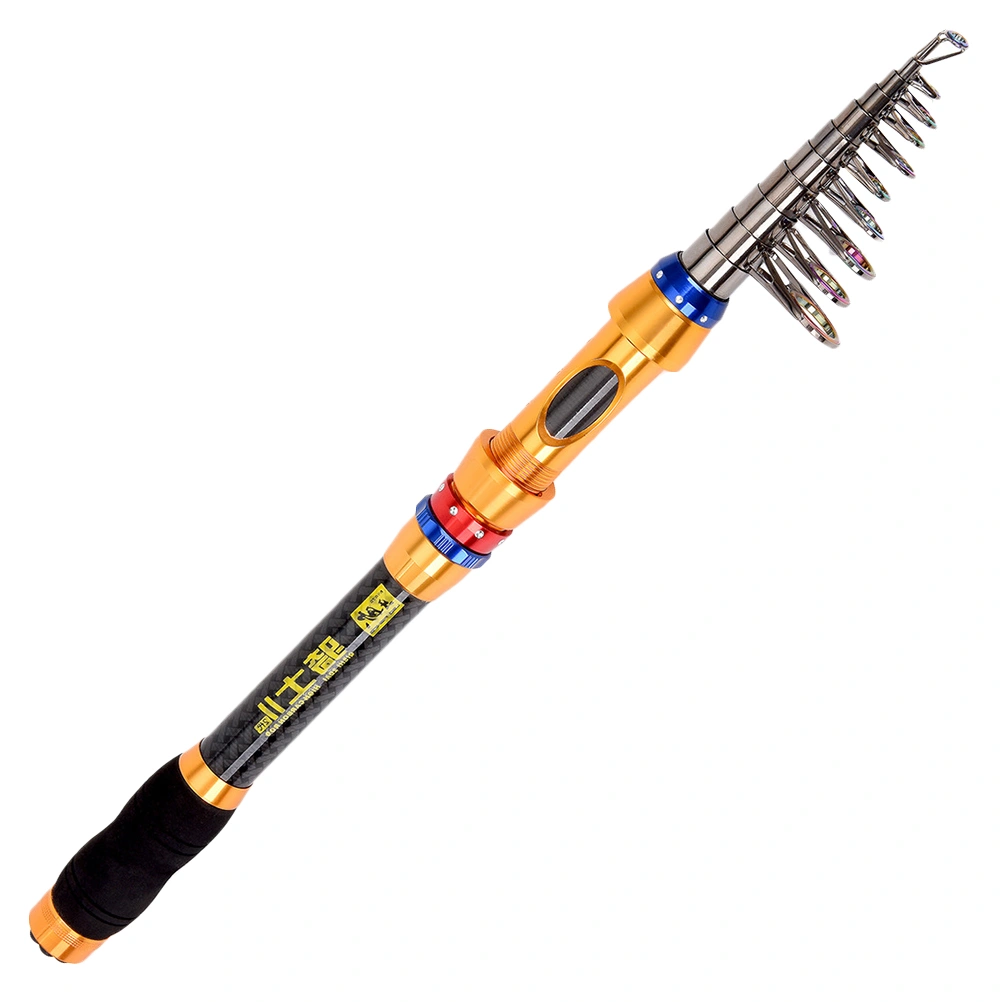 3.6m Far Throwing Fishing Rod Carbon Fiber Sea Lure Telescopic Fishing Rod for Fishing (Golden)
