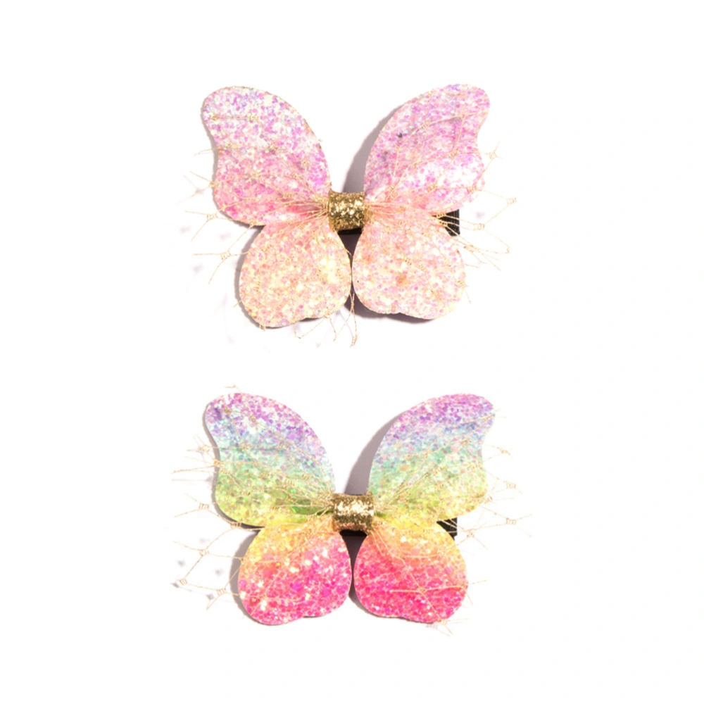 2pcs Colorful Glitter Hair Clips Headdress Girls Barrettes Accessories Bobby Pin Creative Hair Pin (Random Color)