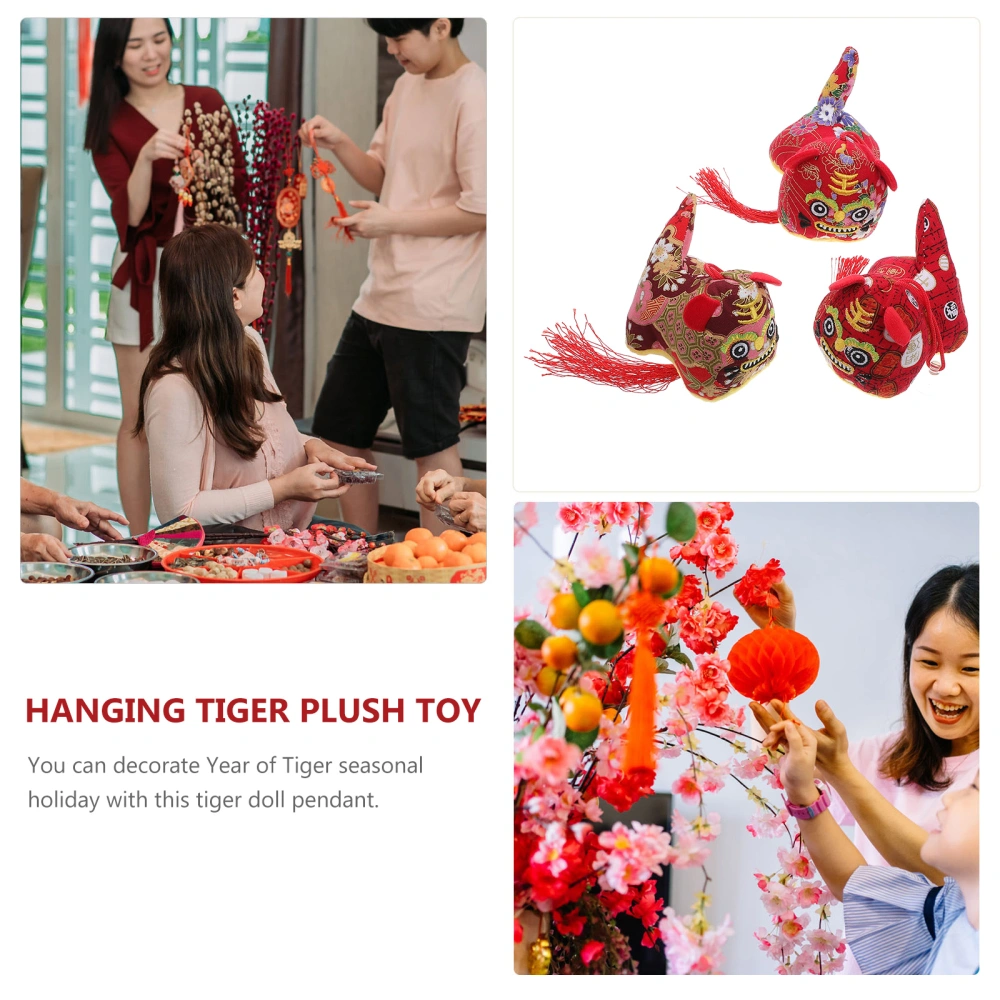 3Pcs Hanging Tiger Doll Ornament Year of the Tiger Mascot Doll Tiger Zodiac Pendant