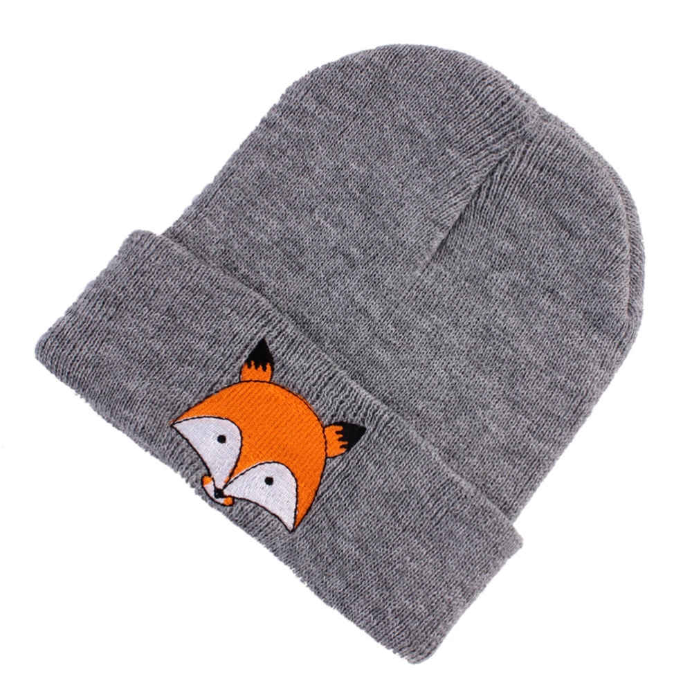 Children's Knitted Hat Animal Cartoon Baby Fall and Winter Style Hats Kids Warm Winter (Light Grey)