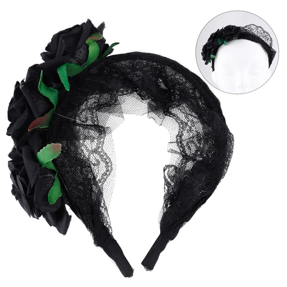 Halloween Rose Hair Band Headband Simulated Rose Hair Hair Clip (Black)