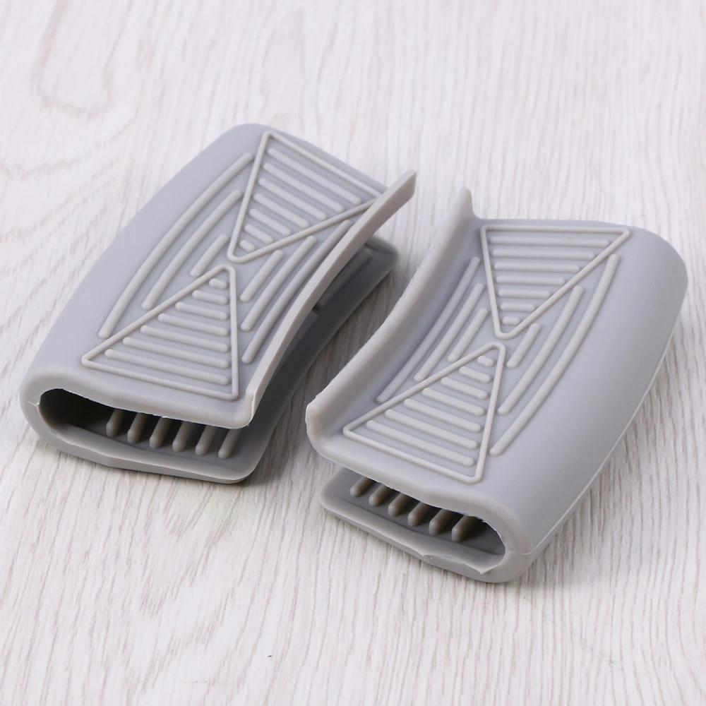 1 Pair Silicone Heat Resistant Gloves Clips Multifunction Anti-slip Pot Bowl Holder Clip Baking Oven Mitts Kitchen Accessories (Grey)