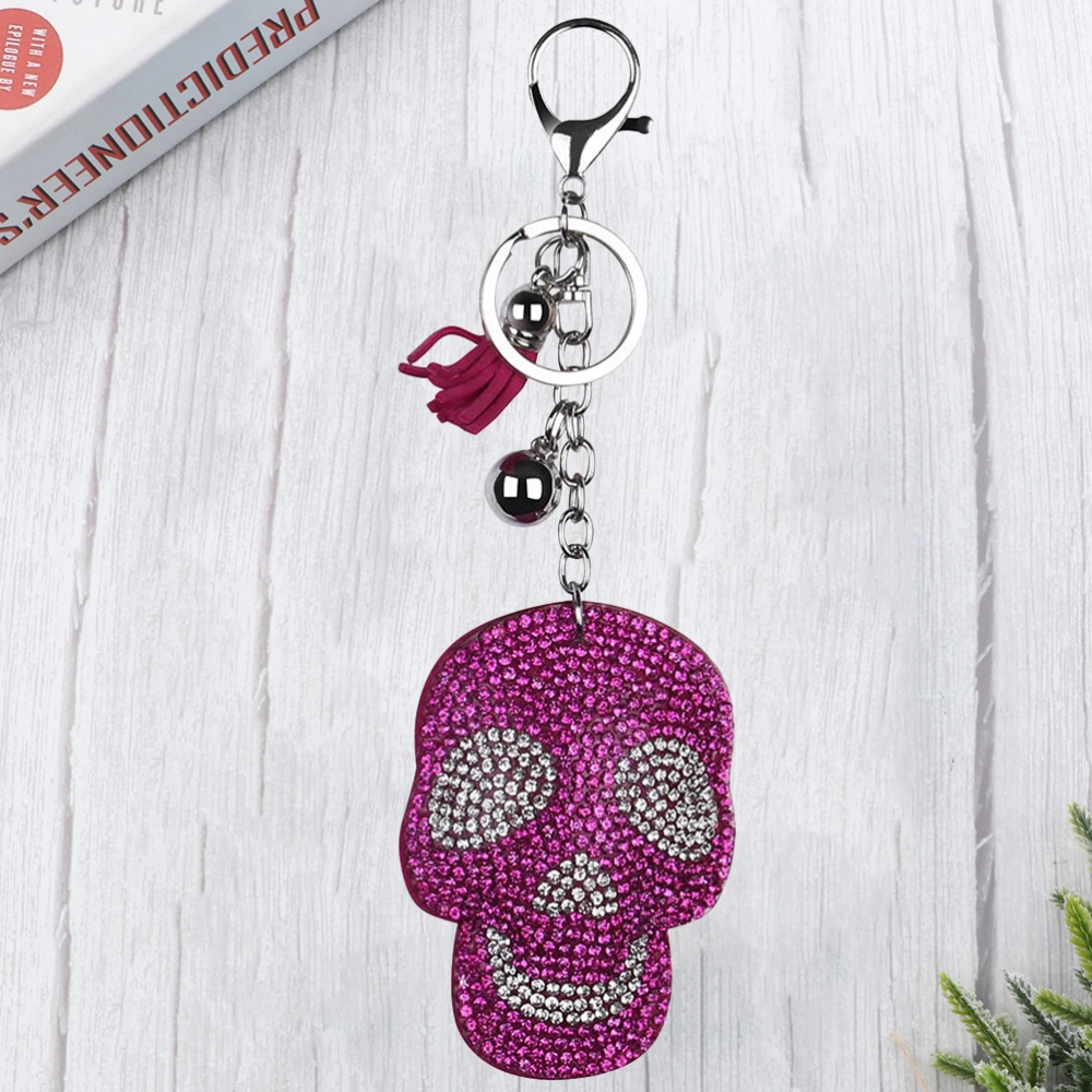 Red Skull Pendant DIY Handcraft Key Holder Accessories Keyrings Resin Rhinestone Keychain Skeleton Hanging Ornaments for Car Key Bag Decor