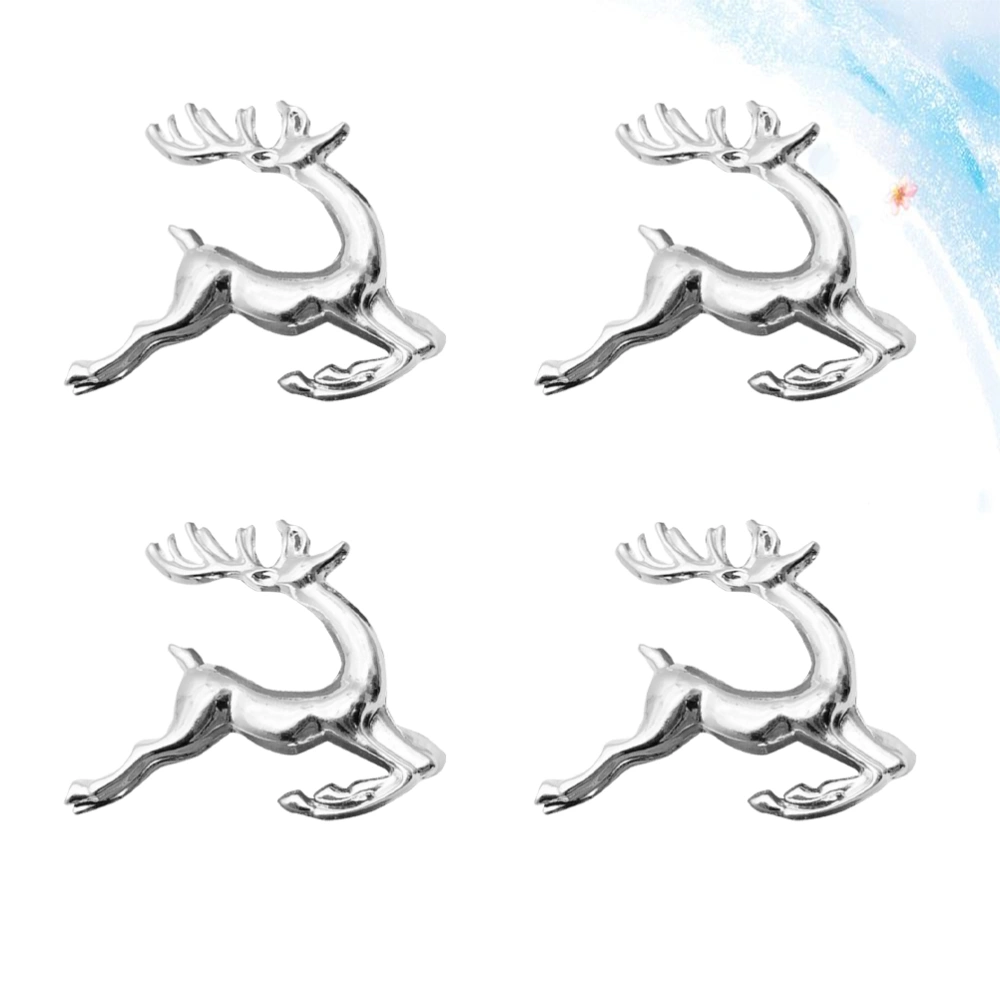 4Pcs Elk Shape Napkin Rings Christmas Serviette Buckles Creative Elegant Napkin Holder Party Supplies Silver