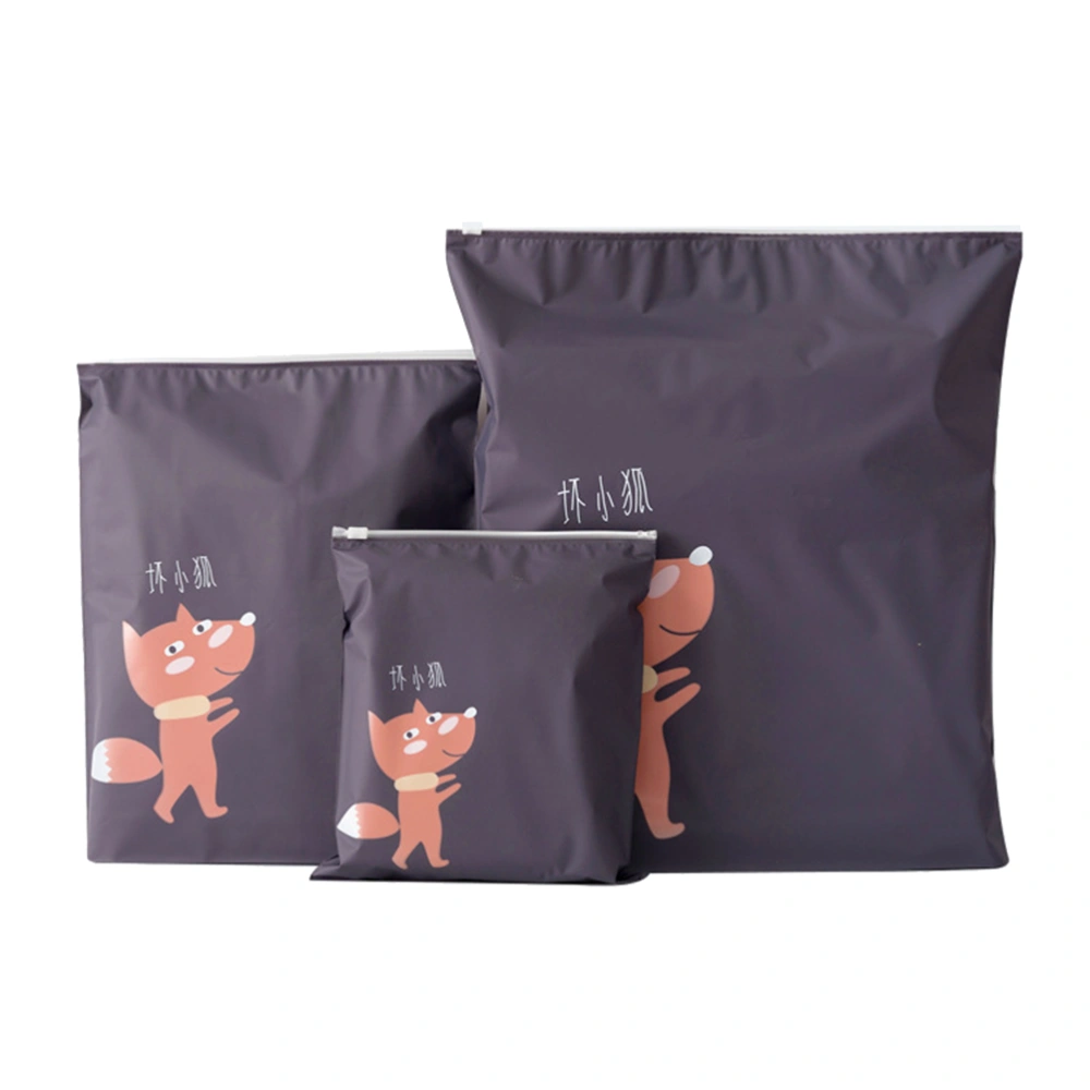 3pcs Stylish Zipper Sack Bag Cartoon Waterproof Storage Bag Home Travel Sorting Bag for Women and Men(Fox Pattern)