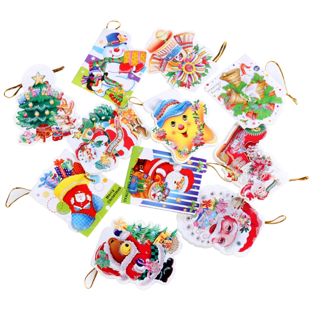 20pcs Christmas Greeting Gift Cards Xmas Tree Hanging Ornaments Party Decorations (Random)