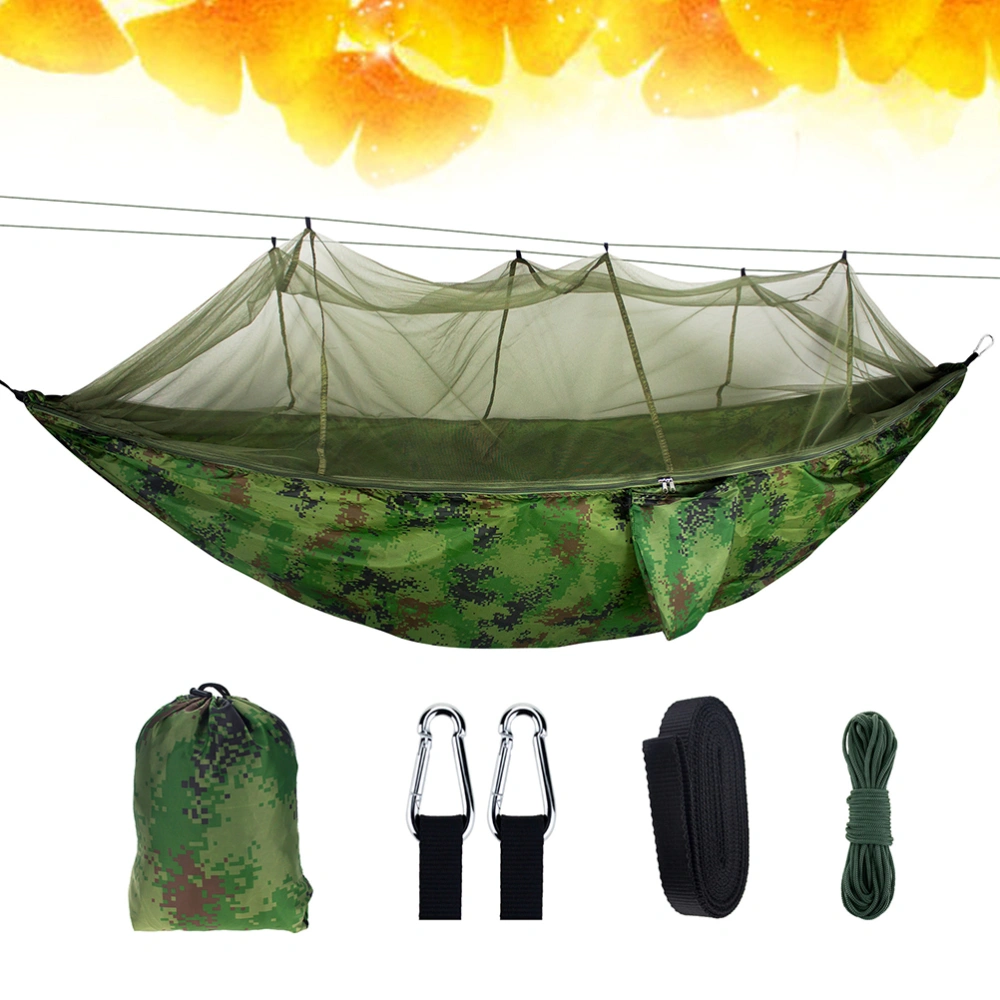 Outdoor Mosquito Hammock Nylon Anti-Mosquito Cloth Camping Hammock Hanging Bed for Travel Camping (Camouflage Color)