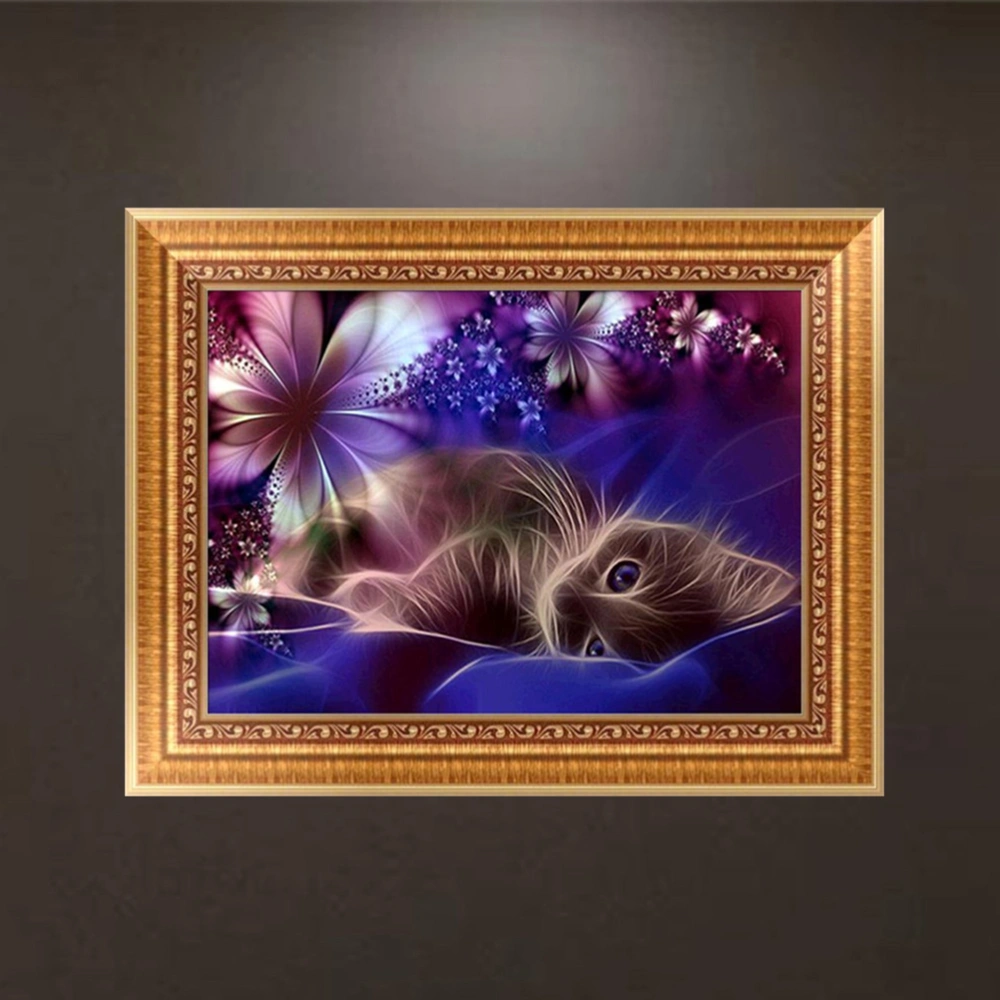 5D DIY Diamond Embroidery Painting of Cat in the Night Handmade Wall Decoration Cross Stitch Printing Craft Kits without Frame