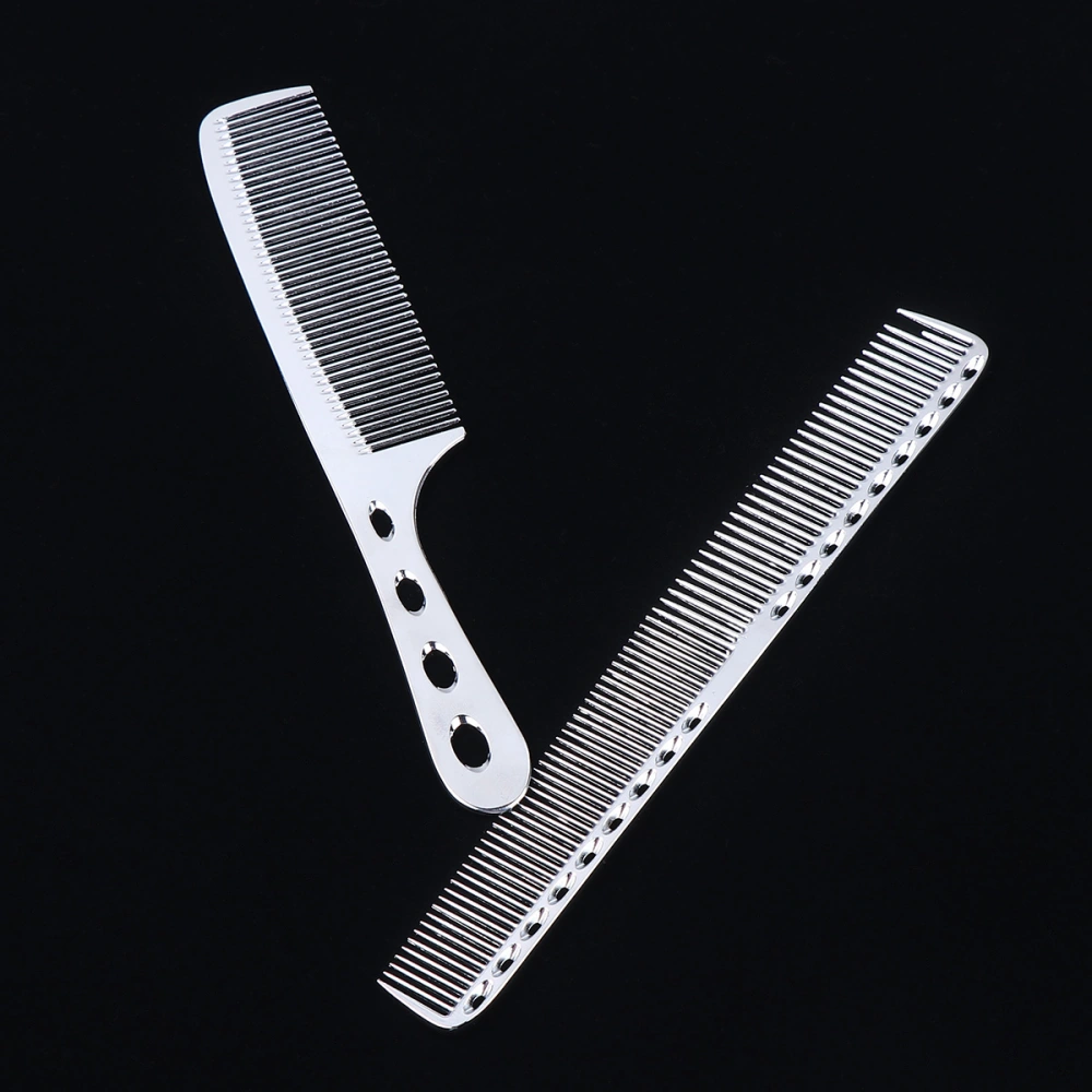 2Pcs Professional Stainless Steel Combs Fine Hairstyling Combs Hair Spray Organizer for Home Shop (S908: Bright Silver + S909 Large Size: Bright Silver, 1Pc/Each)