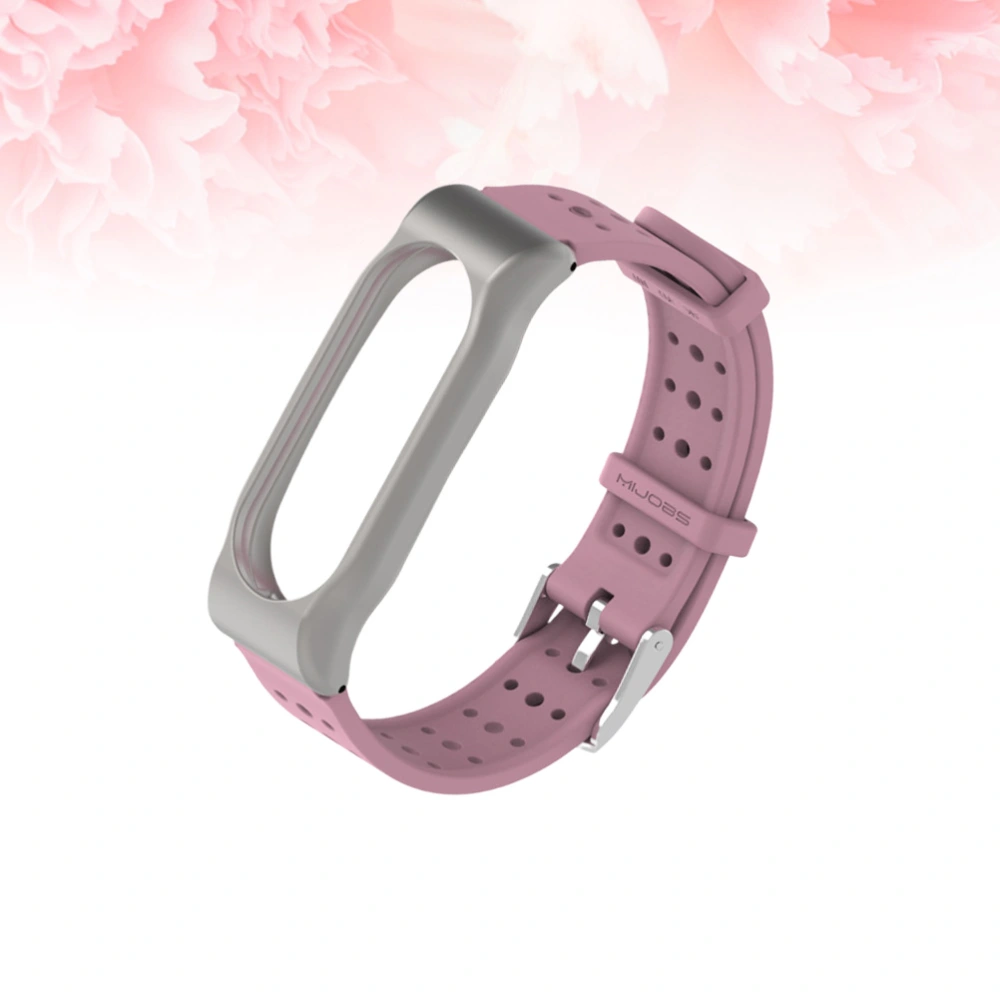 Waterproof Silicone Watchband Magnetic Watch Frame Sports Watch Band Minimalist Watch Strap Compatible for Miband 2 Pink