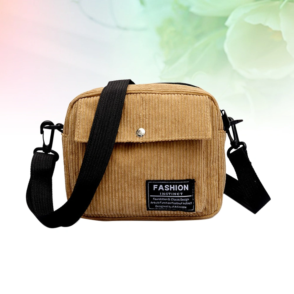 Fashion Stripe Corduroy Crossbody Bag Stylish Simple Shoulder Bag Crossbody Bag (Yellow)
