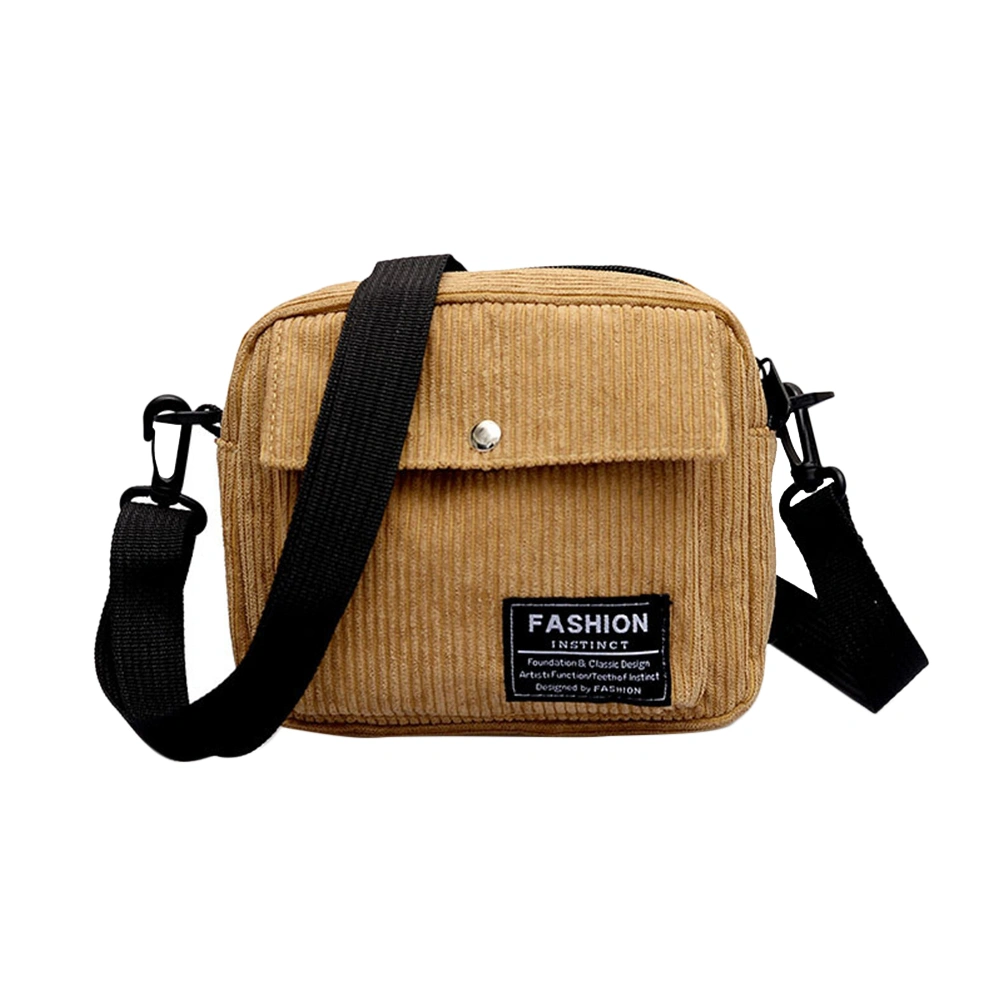 Fashion Stripe Corduroy Crossbody Bag Stylish Simple Shoulder Bag Crossbody Bag (Yellow)