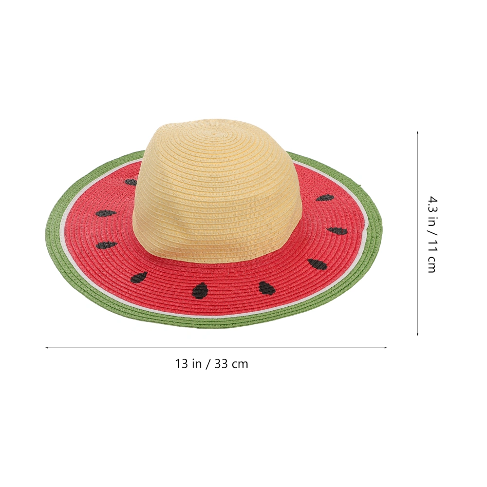 Children Summer Straw Hat Wide Brim Beach Hat Outdoor UV Protection Straw Hat