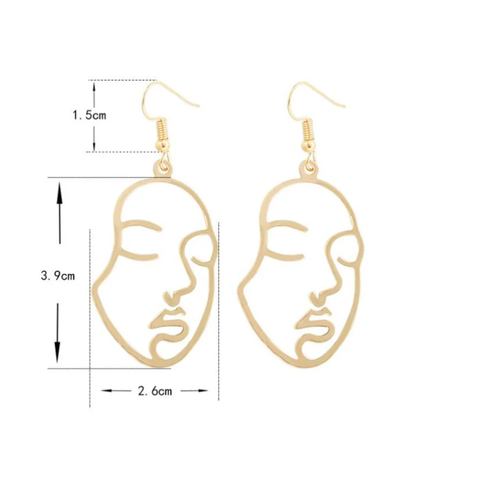 1 Pair Stylish Abstract Ear Ring Human Face Mask Earrings Personality Face Mask Ear Studs Contracted Temperament Human Face Ear Jewelry for Women Wearing Close Eyes Style Size 3