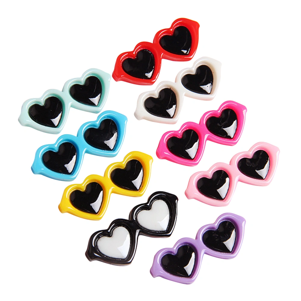 20pcs DIY Phone Case Accessories Heart Eyeglasses Phone Case Decor Resin Craft Phone Case Adornment