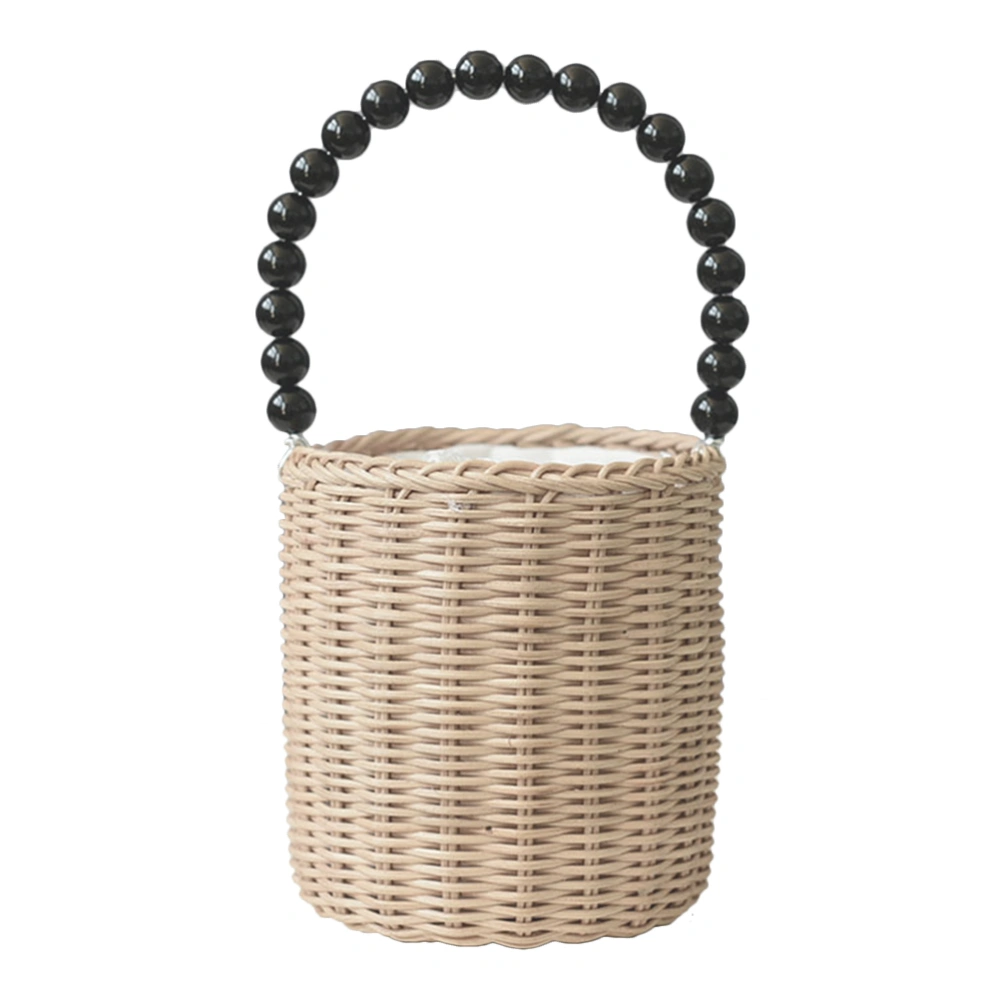 Hand Woven Basket Practical Round Storage Basket Portable Handheld Basket