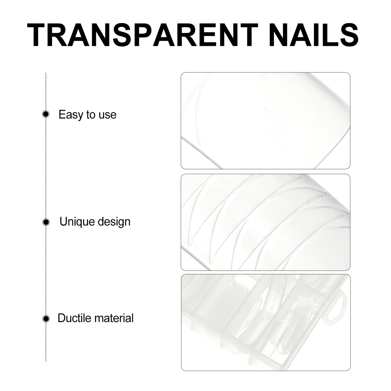 120pcs/Box Long Fake Nails Clear Plastic Nails Full Cover Artificial Nails