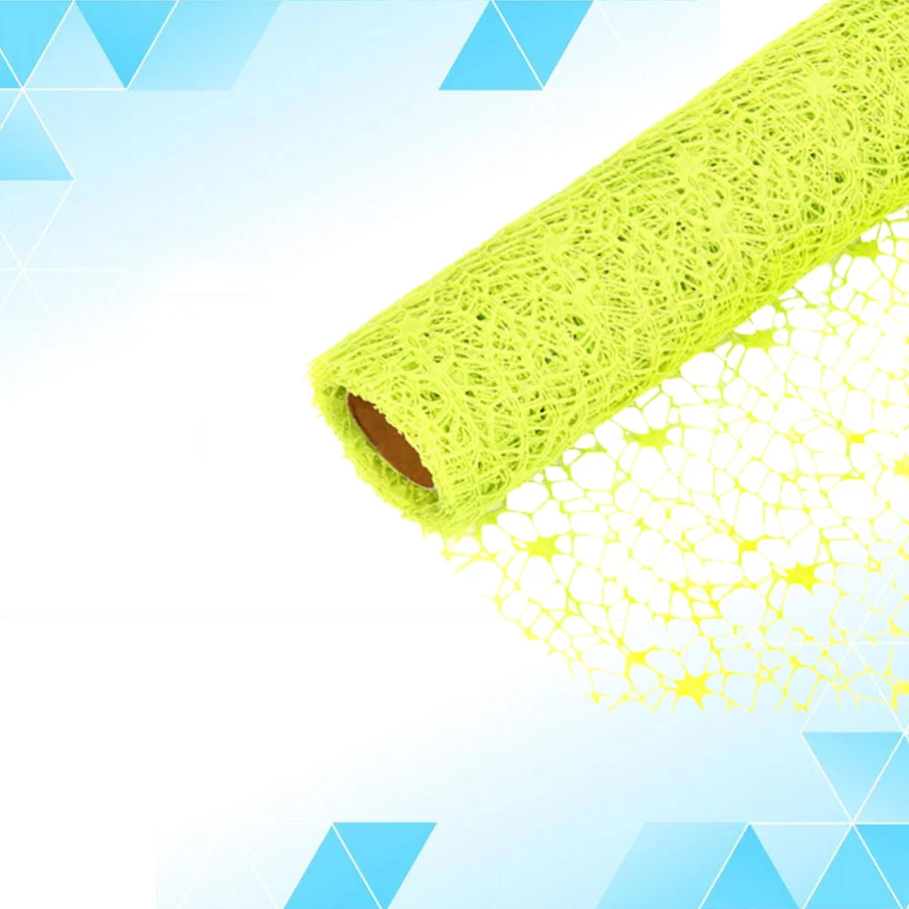 DIY Gauze Roll Bright Color Jacquard Net Handmade Net Yarn Charm Door Curtain Background Layout Mesh Gauze Pendant Flower Packaging Craft for Kids (Green)