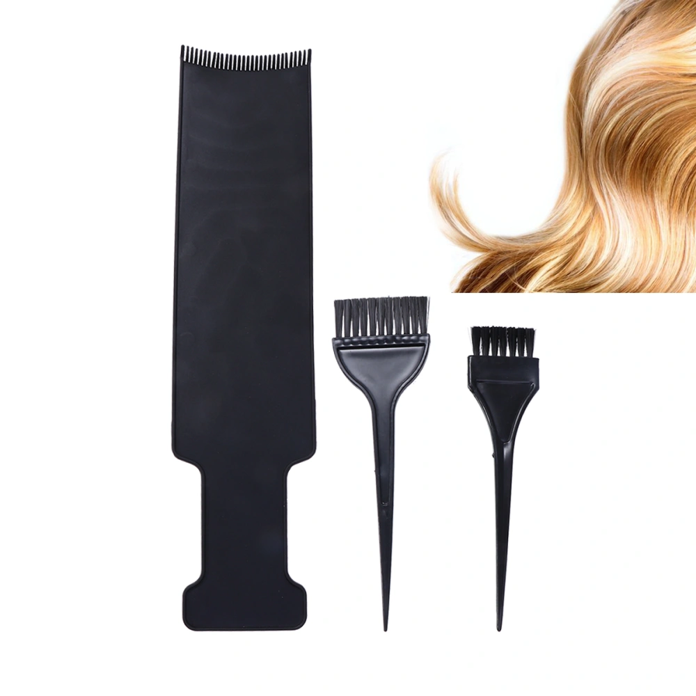 3pcs Long Board Hair Coloring Comb Hairbrush with Brushes for Dyeing DIY Hairdressing Tint Hair Brush Tool (Black)