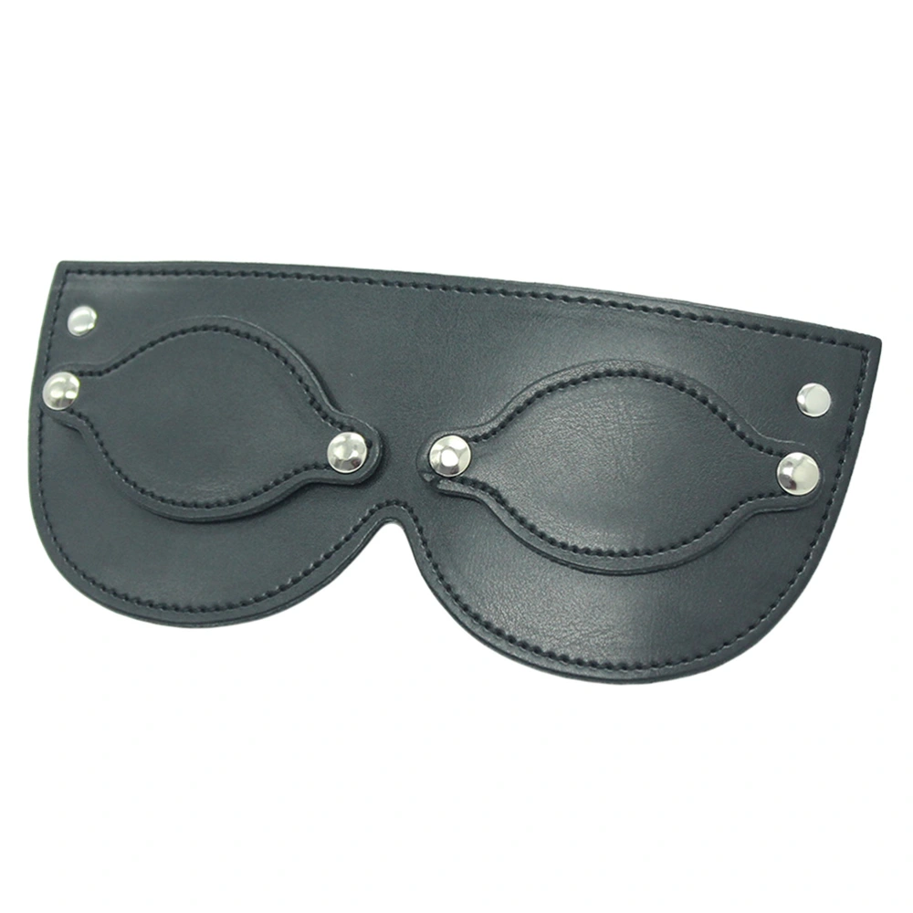 SM Blindfold Fetish PU Eye Mask SM Bondage Adjustable Flirting Restraints Sex Toys for Couples Lovers (Black)