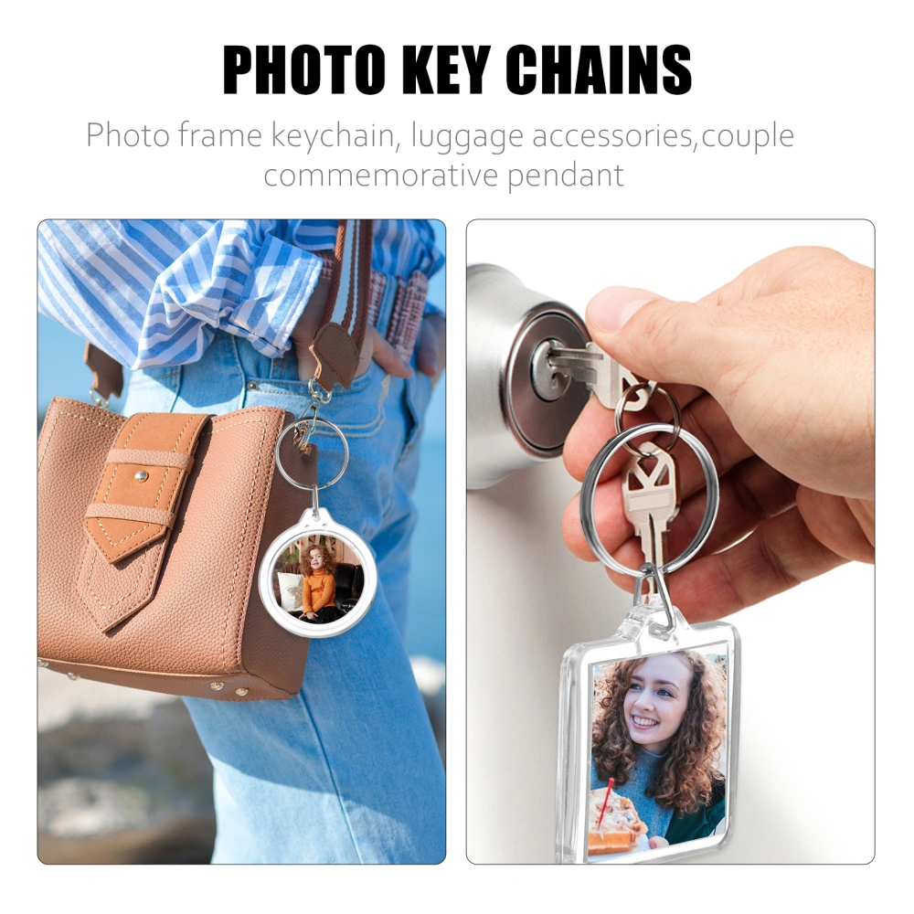 25pcs Transparent Blank Insert Photo Picture Frame Keyring Keychain DIY Ring