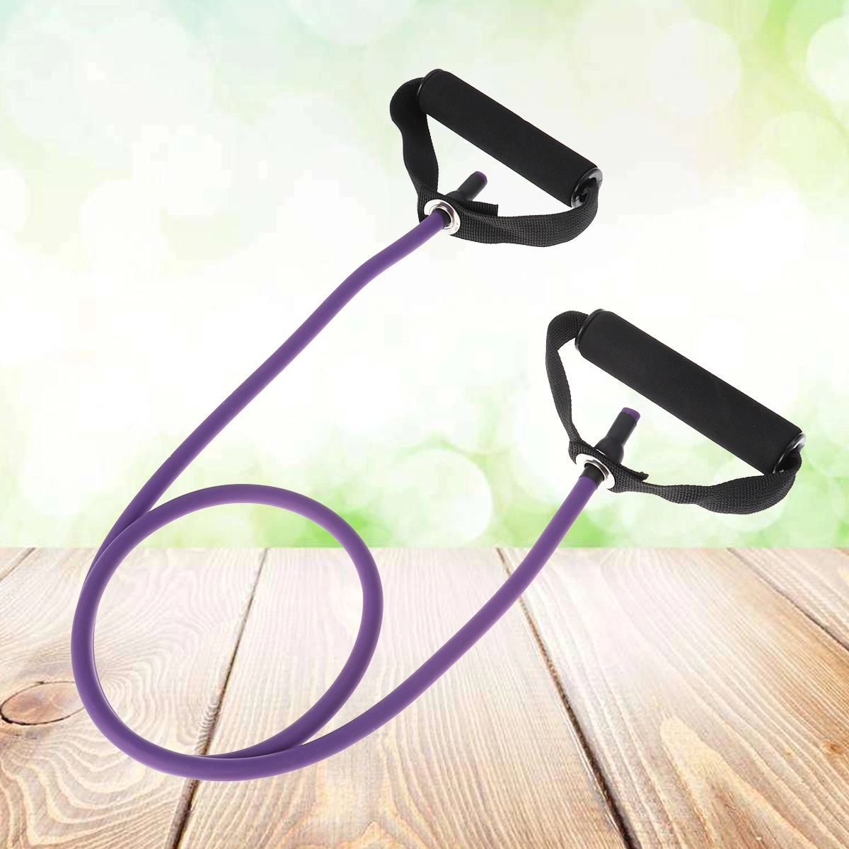 1Pc Elastic Fitness Tubes Exercise Cords Yoga Pull Rope Rubber Exercise Resistance Bands Workout Bands with Door Anchor Handles(Purple)
