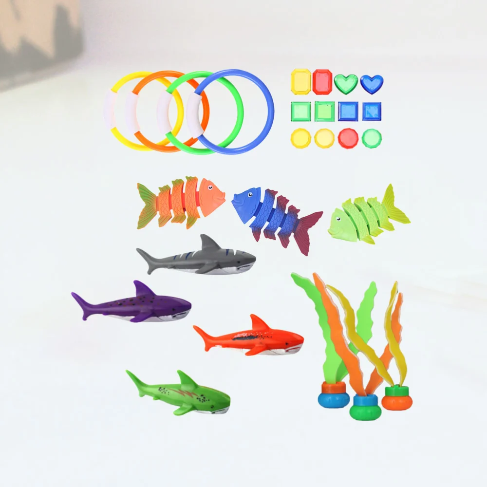 26pcs Swimming Pool Toy Diving Water Underwater Fish Toy Education Bath Toys Diving Training Toys for Kids Children (Random Color Diamond )