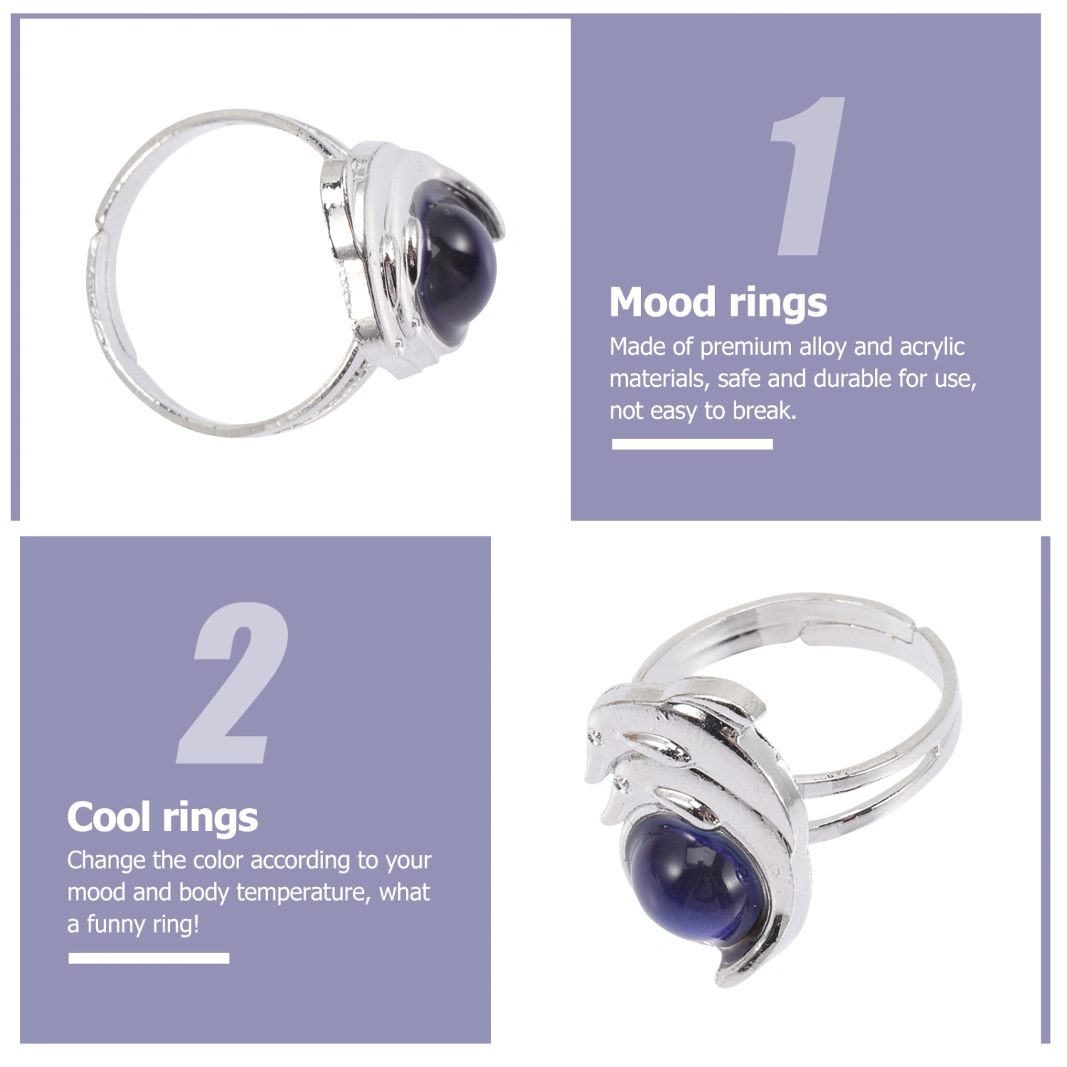 Animal Dolphin Ring Color Change Mood Ring Adjustable Open Ring for Women Men