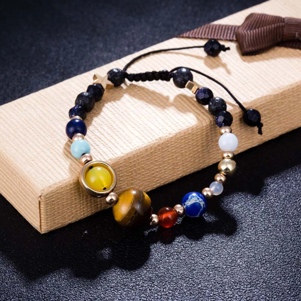 Women Men Beaded Bracelets Universe Galaxy The Nine Planets Guardian Star Stone Bracelet Woven Bangle