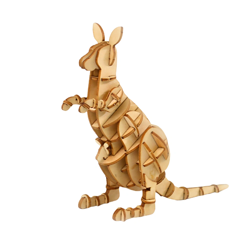 Wooden Puzzle Plaything 3D Puzzle Toy DIY Handmade Craft Puzzle Jigsaw Puzzle Model for Kids Children (Kangaroo)