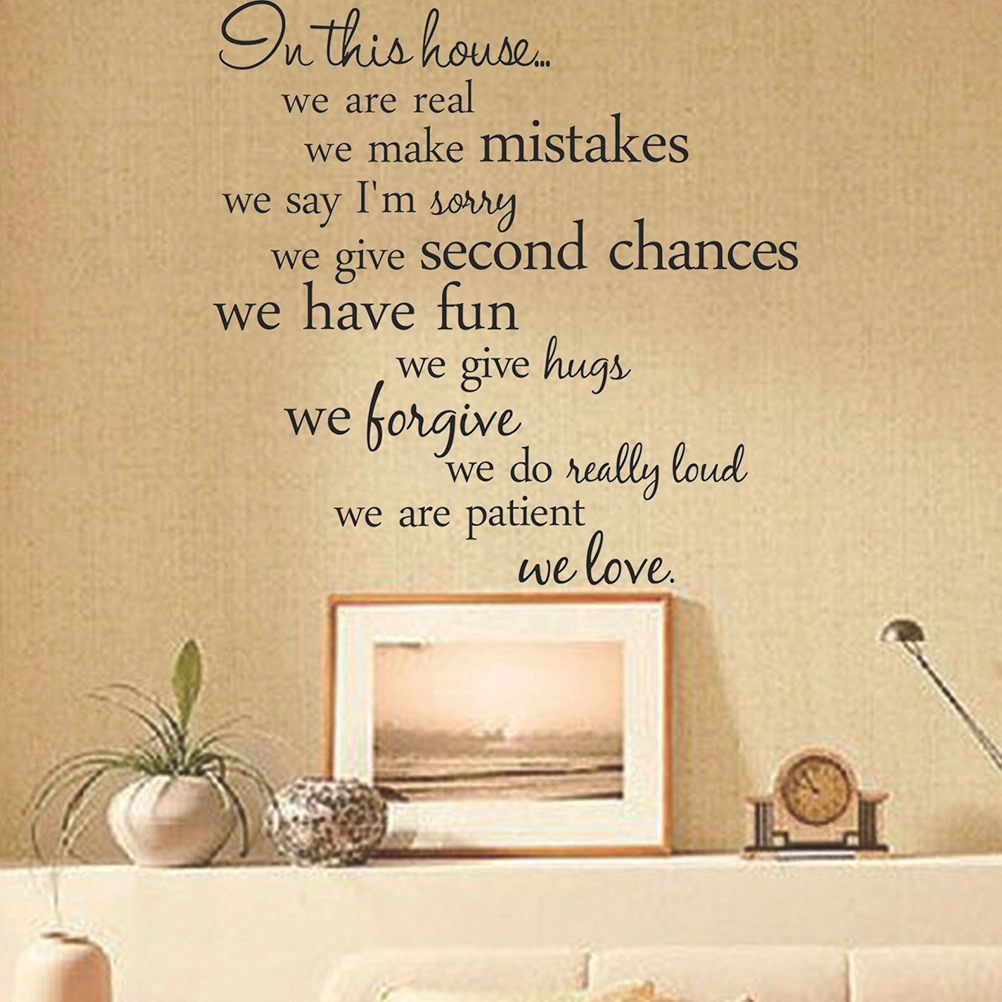 English Proverbs Motto In This House Removable Art Mural Wall Decal Sticker for Home Bedroom TV Background Decoration