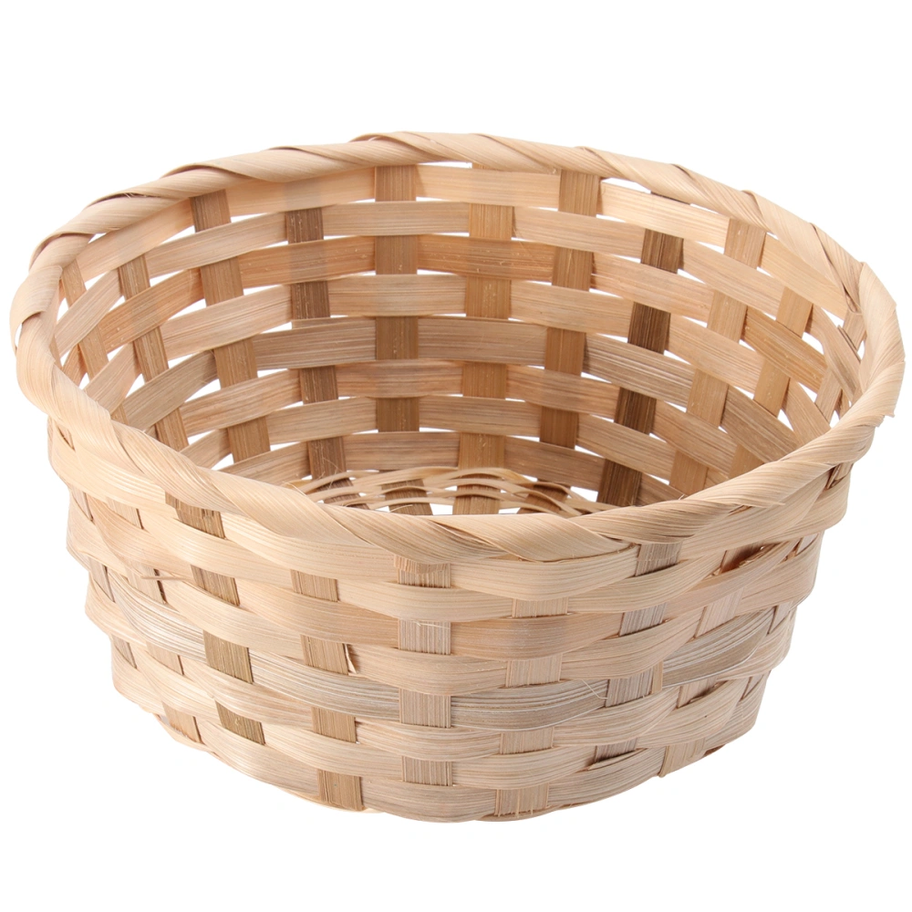 1Pc Bamboo Woven Basket Round Eggs Basket Easter Props Decorative Basket for Easter Children's Day (Natural Color)