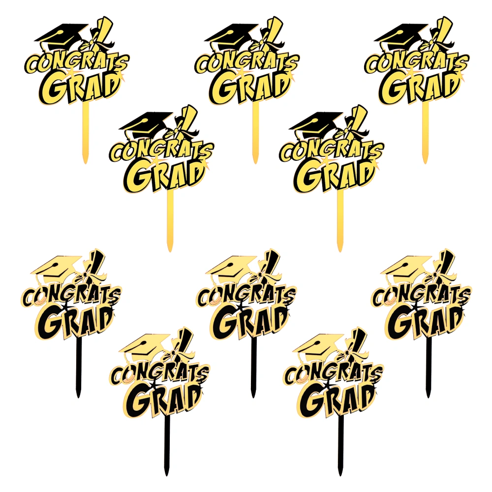 10pcs Graduation Party Cupcake Cake Dessert Toppers Acrylic Cake Toppers