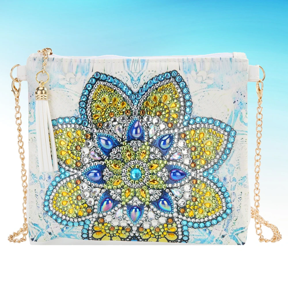 Datura Flower Pattern DIY Rhinestone Painting Shoulder Pouch DIY Handmade Shoulder Pouch Chain Bag Fashion Handbag Lady Outdoor Tote Bag