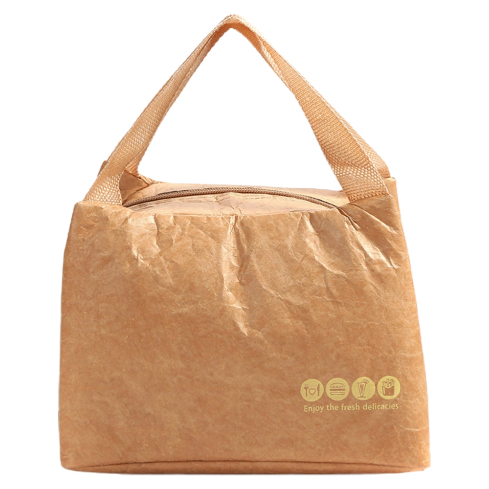 Kraft Paper Lunchbox Bag Insulation Bag for Outdoor (Trapezoid Type)